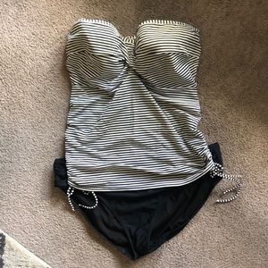 Panache black & white stripe tankini